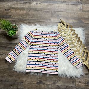 Boden Long Sleeve Rainbow Stripe Polka Dot Shirt